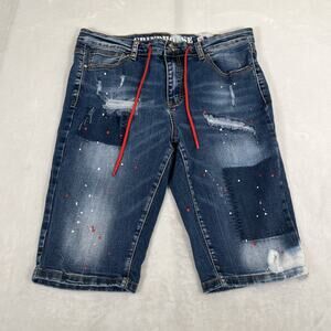 Grindhouse Denim Shorts Mens Size 36 Cutoff Drawstring Distressed Bnfts Charity